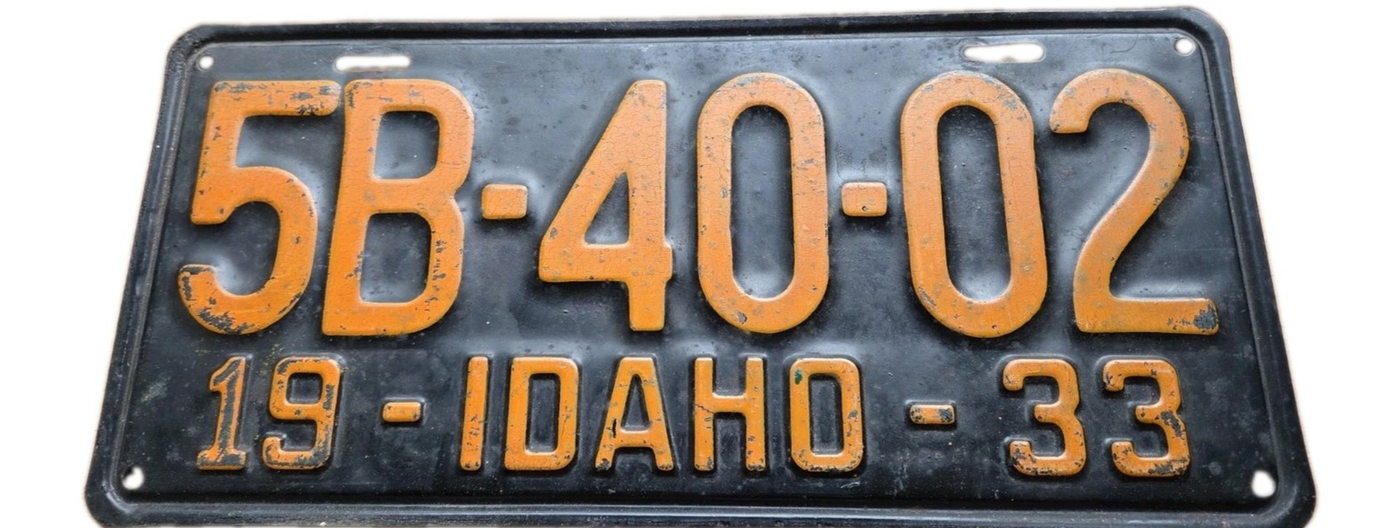 1933 Idaho #5B 40 02  License Plate All Original 