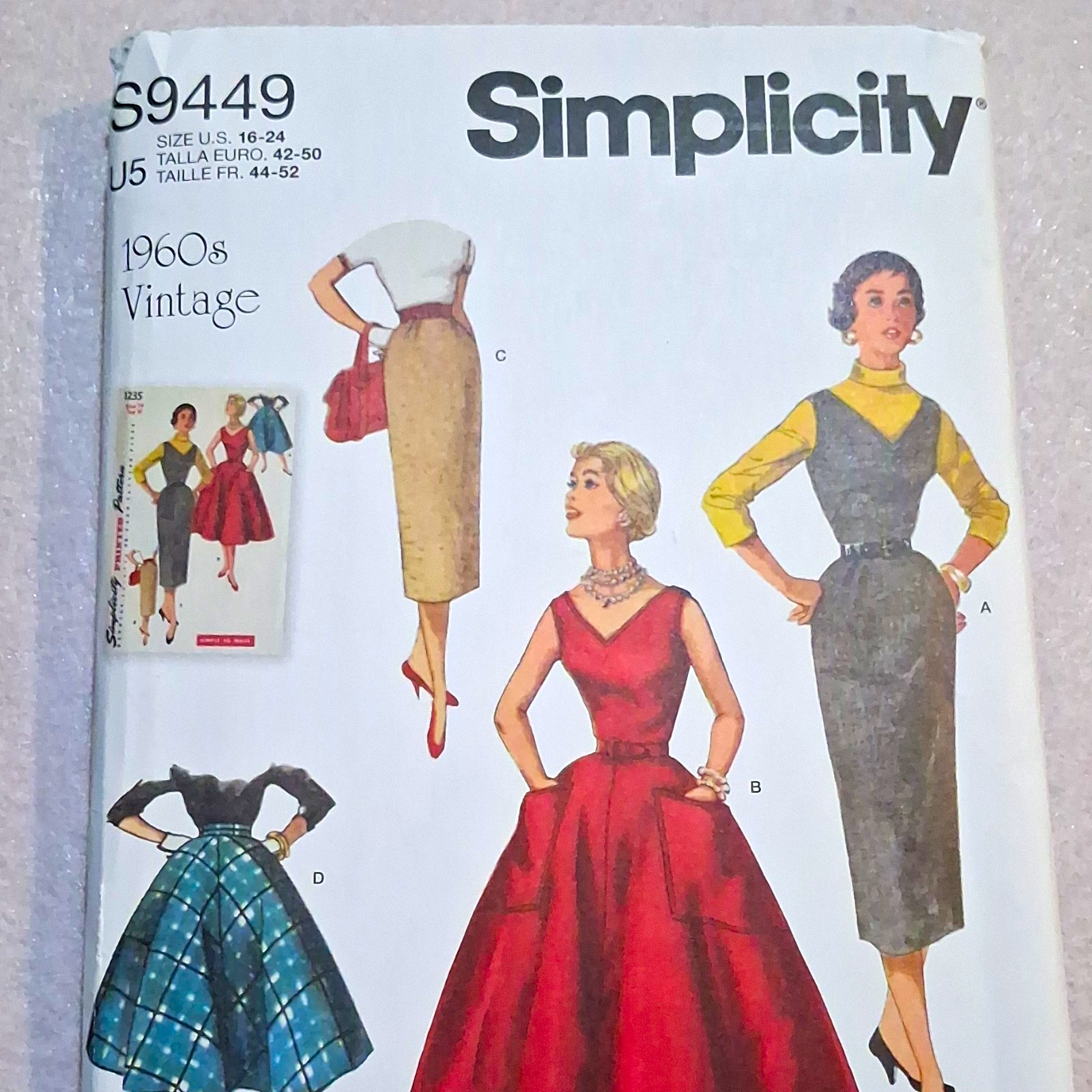 Simplicity S9449 1960s Vintage Women’s Dress Sewing Pattern