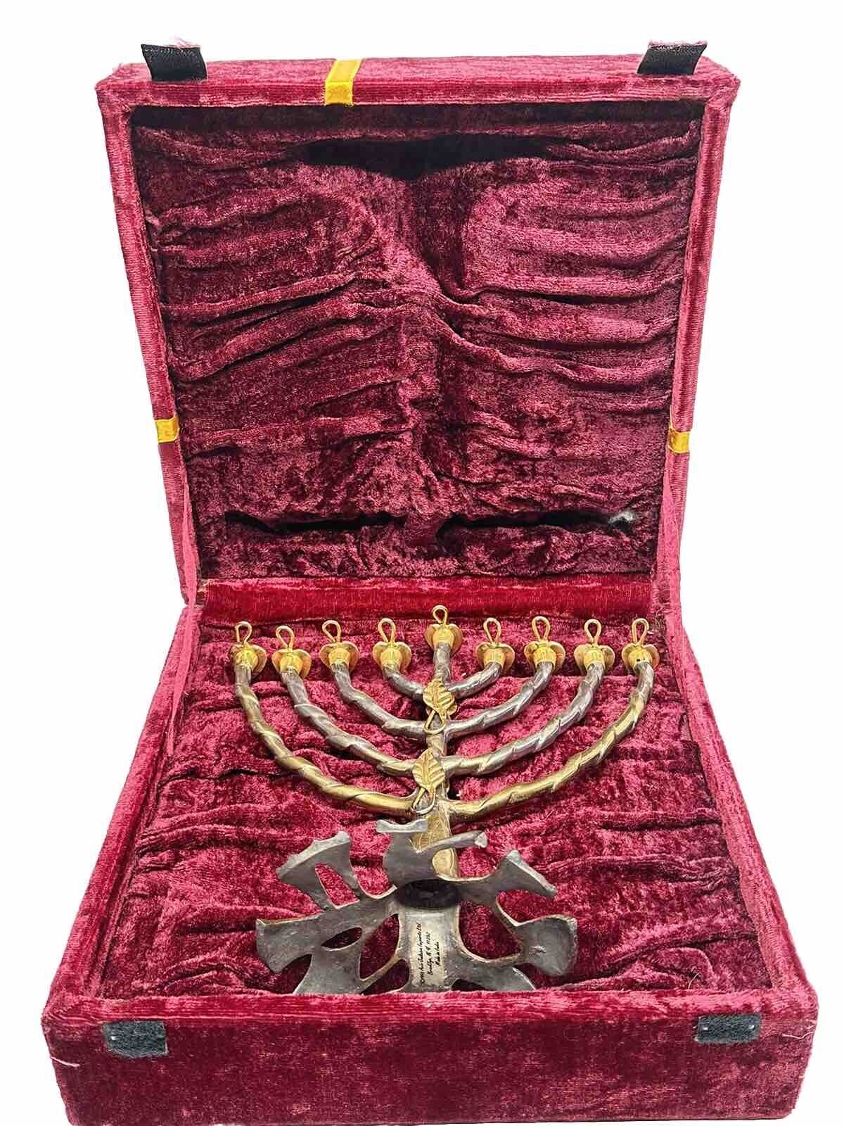 Vintage Tree of Life Menorah Judaica Hannukah Signed by Fred Spinowitz - Box B19