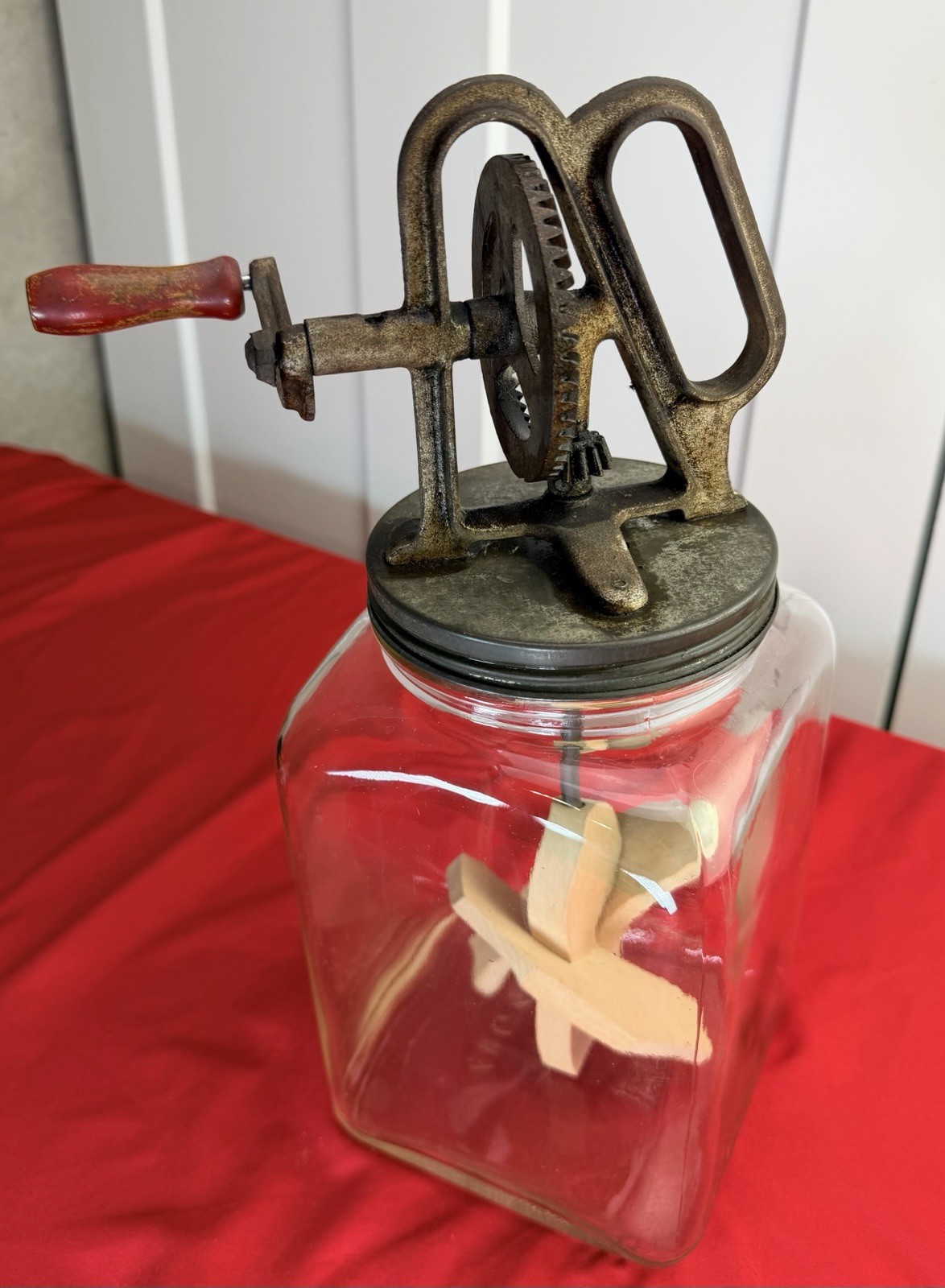 Antique Vintage DANDY 4 Qt Glass Butter Churn Hazel Atlas Jar Taylor Bros 14