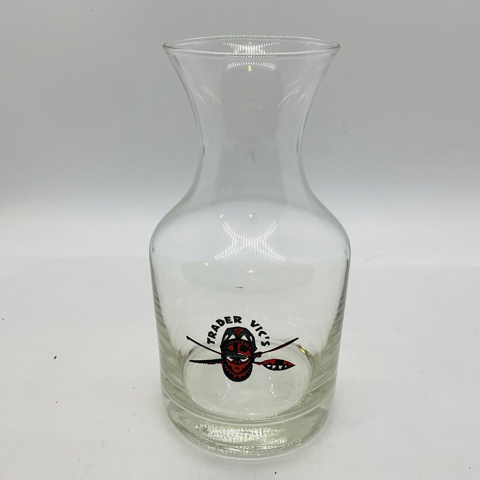 Vintage Trader Vic's Logo Barware Cocktail 5.5 Inches Tall Glass Carafe Tiki