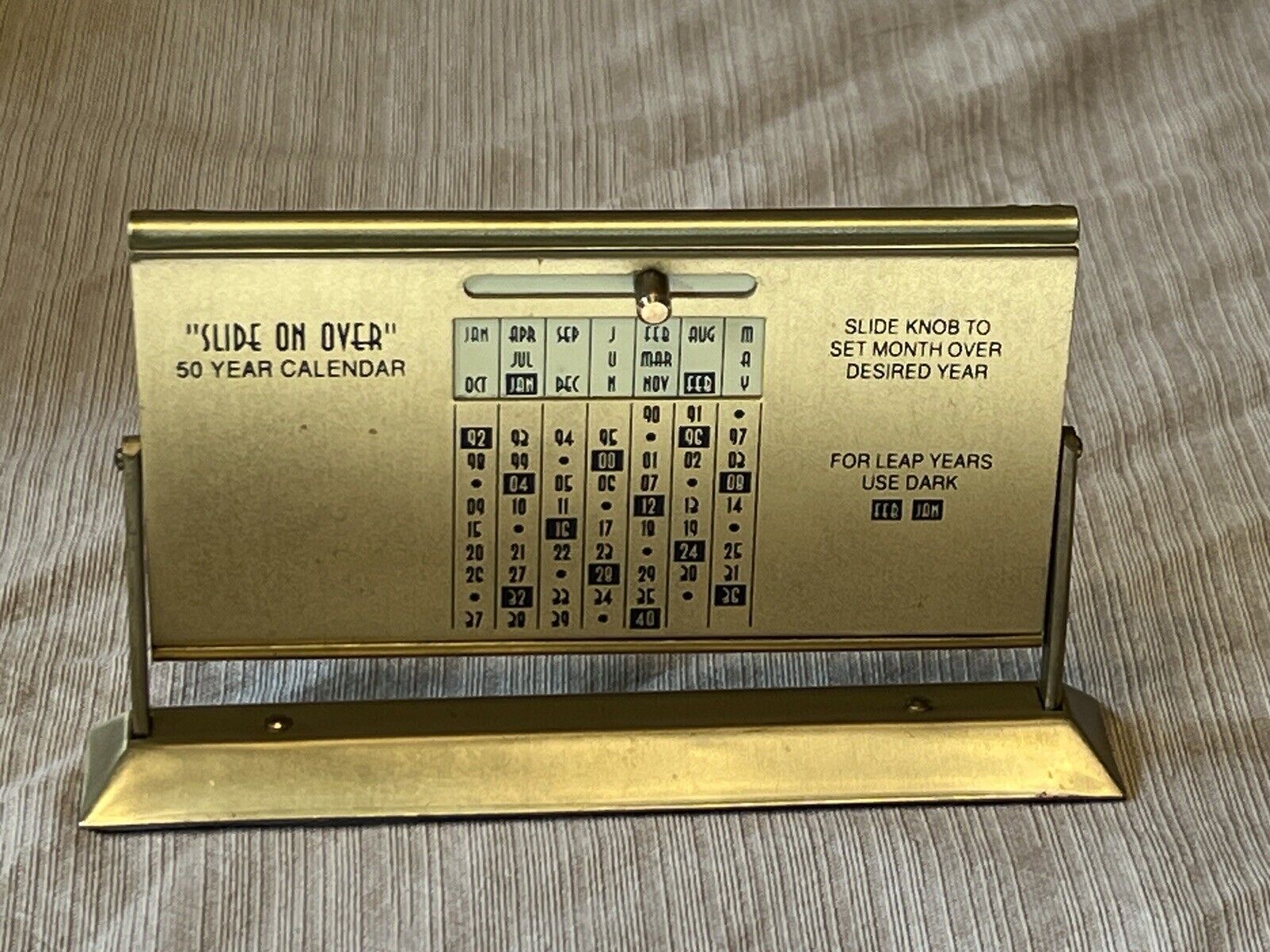 Vtg Brass SLYDIT 50 Year Calendar 1940 Mint Condition, Blank Fast Shipping