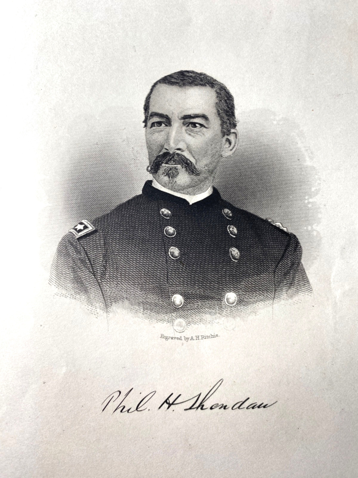 1860s CIVIL WAR UNION GENERAL PHILIP SHERIDAN antique engraving print U.S. ARMY 1860s CIVIL WAR UNION GENERAL PHILIP SHERIDAN antique engraving print U.S. ARMY