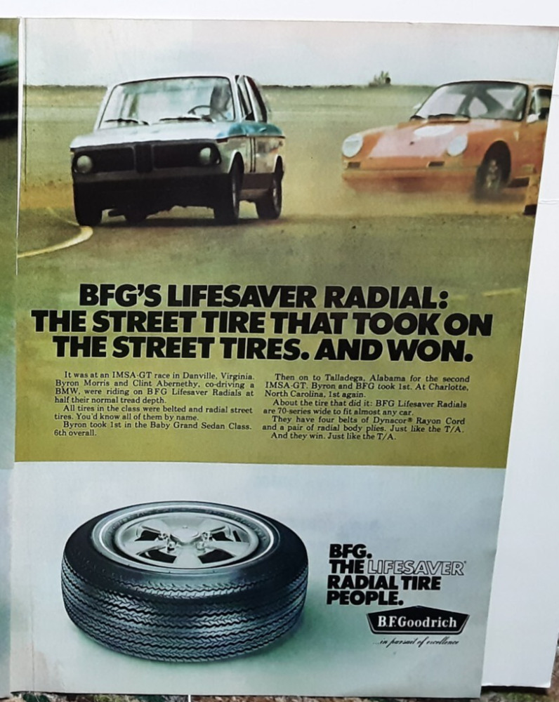 1971 BF Goodrich Tires Byron Morris Clint Abernethy BMW Race Original Print Ad 1971 BF Goodrich Tires Byron Morris Clint Abernethy BMW Race Original Print Ad