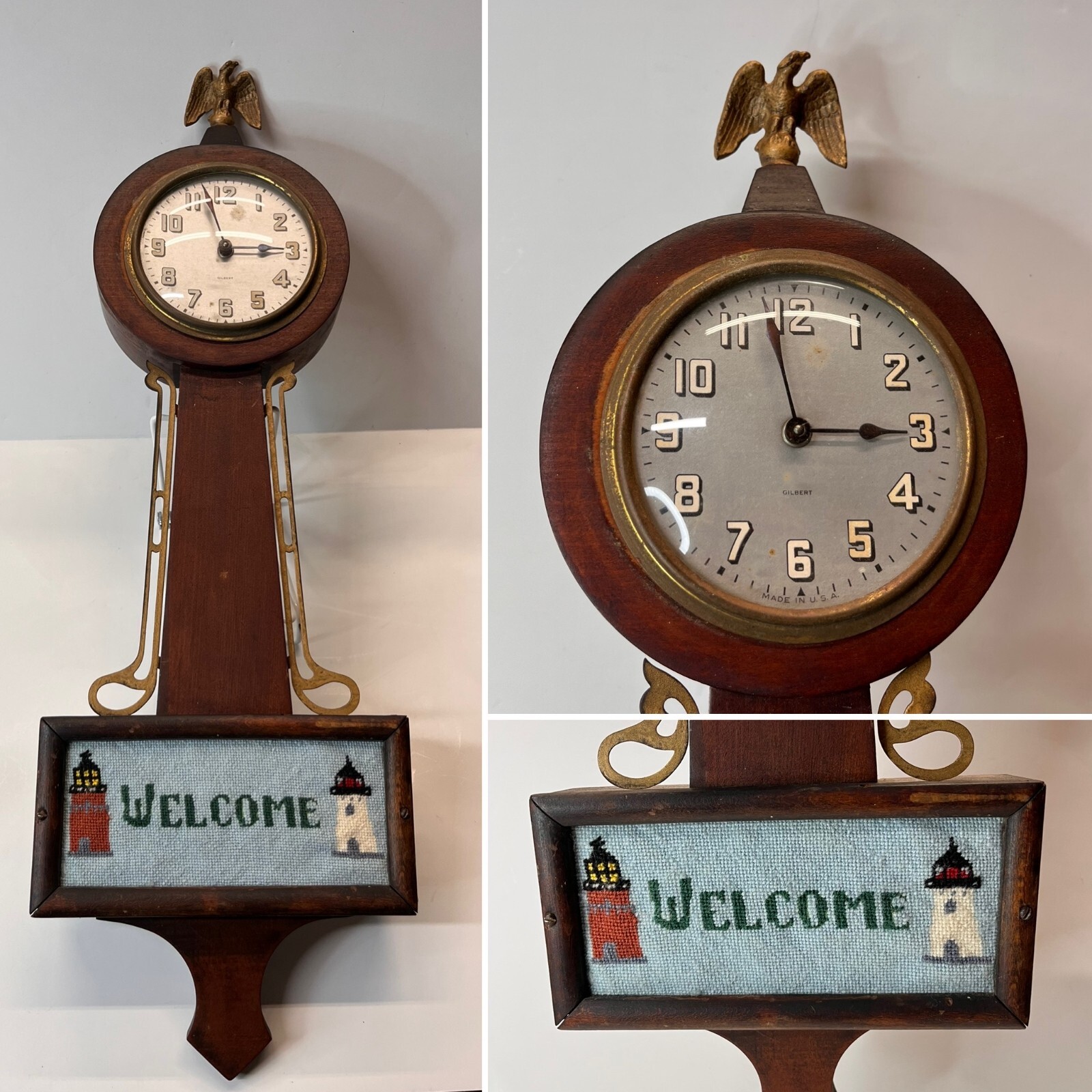 Antique Gilbert Model B Banjo Clock Late Early 20th With \