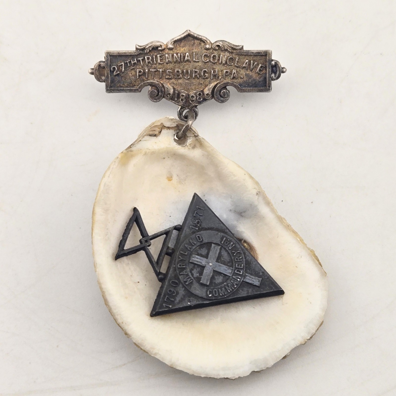 1898 Masonic Knights Templar 27th Triennial Pittsburgh PA Maryland Oyster Shell 1898 Masonic Knights Templar 27th Triennial Pittsburgh PA Maryland Oyster Shell