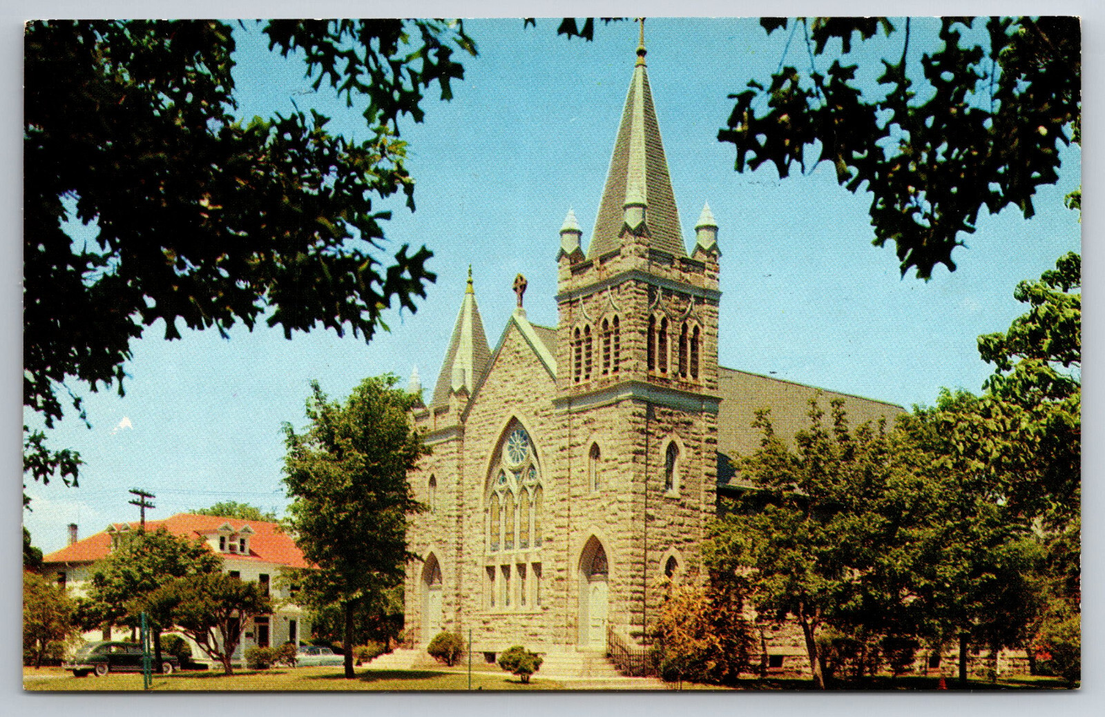 Vintage Postcard VA Fort Monroe Old Point Comfort St Mary Catholic Church ~11390