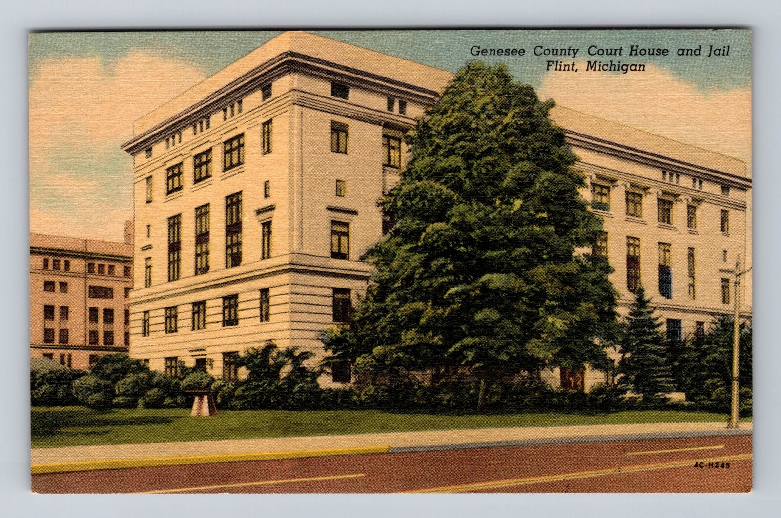 Flint MI-Michigan, Genesee County Court House and Jail Vintage Postcard