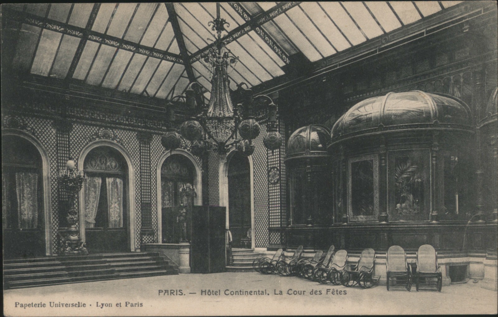 Paris, France Hotel Continental, La Cour des Fetes Original Vintage Postcard