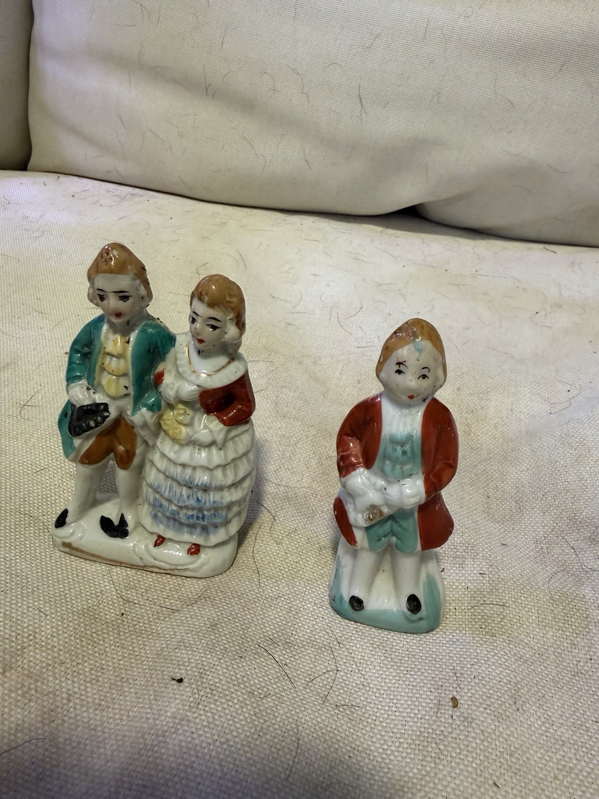 vintage hand-painted porcelain piece, Colonial Couple\ vintage hand-painted porcelain piece, Colonial Couple\