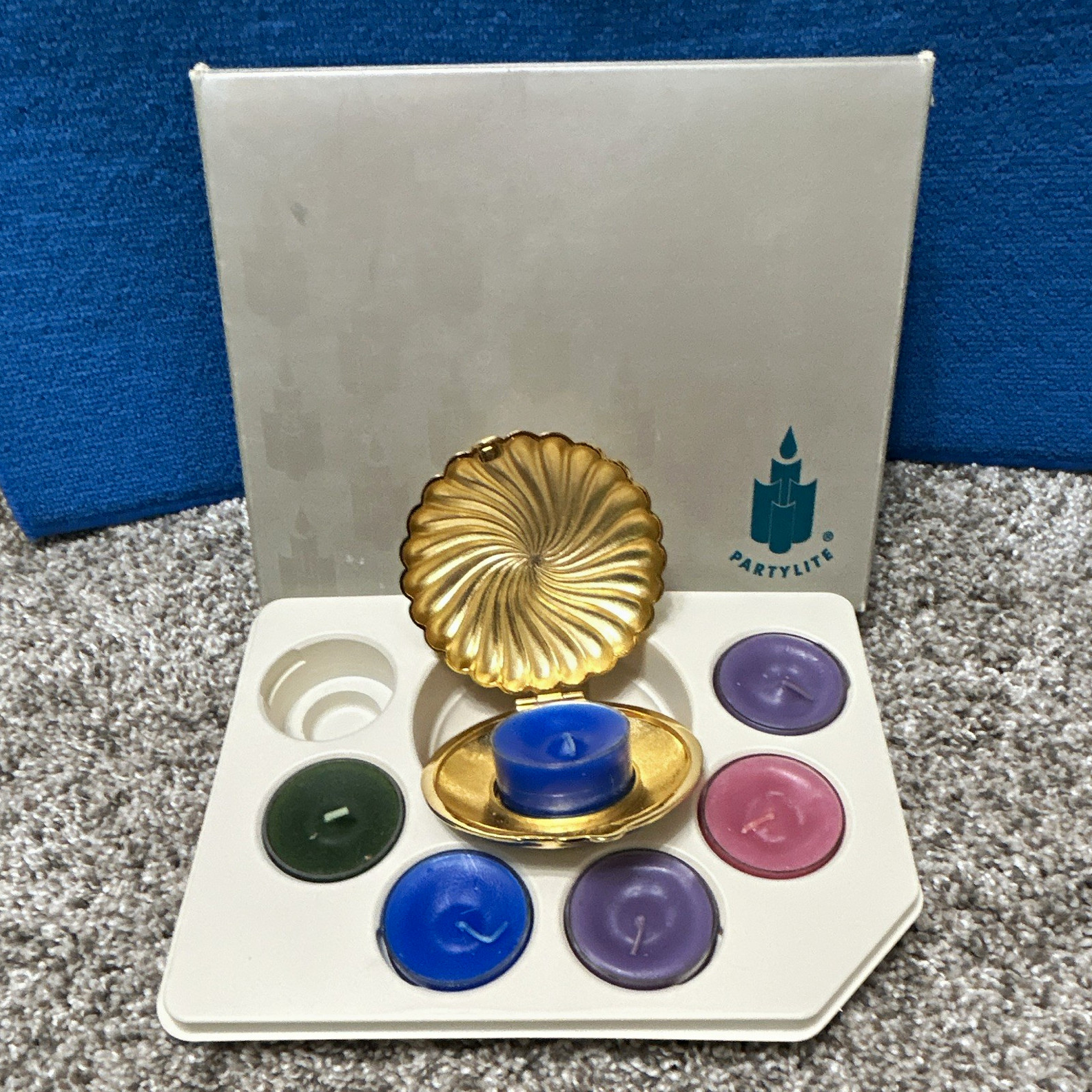 PartyLite Gold Shell Tea Light Candle Holder, Metal, Boxed, Seashells Theme