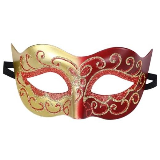 Retro Venetian Masquerade Mask for Men: Vintage Carnival Venetian Mask Red