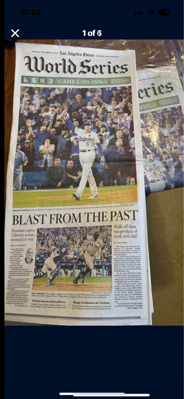 10/27/24 world Series Walk off ‘GRANDSLAM’ NewspaperLA Times Freddie Freeman 10/27/24 world Series Walk off ‘GRANDSLAM’ NewspaperLA Times Freddie Freeman