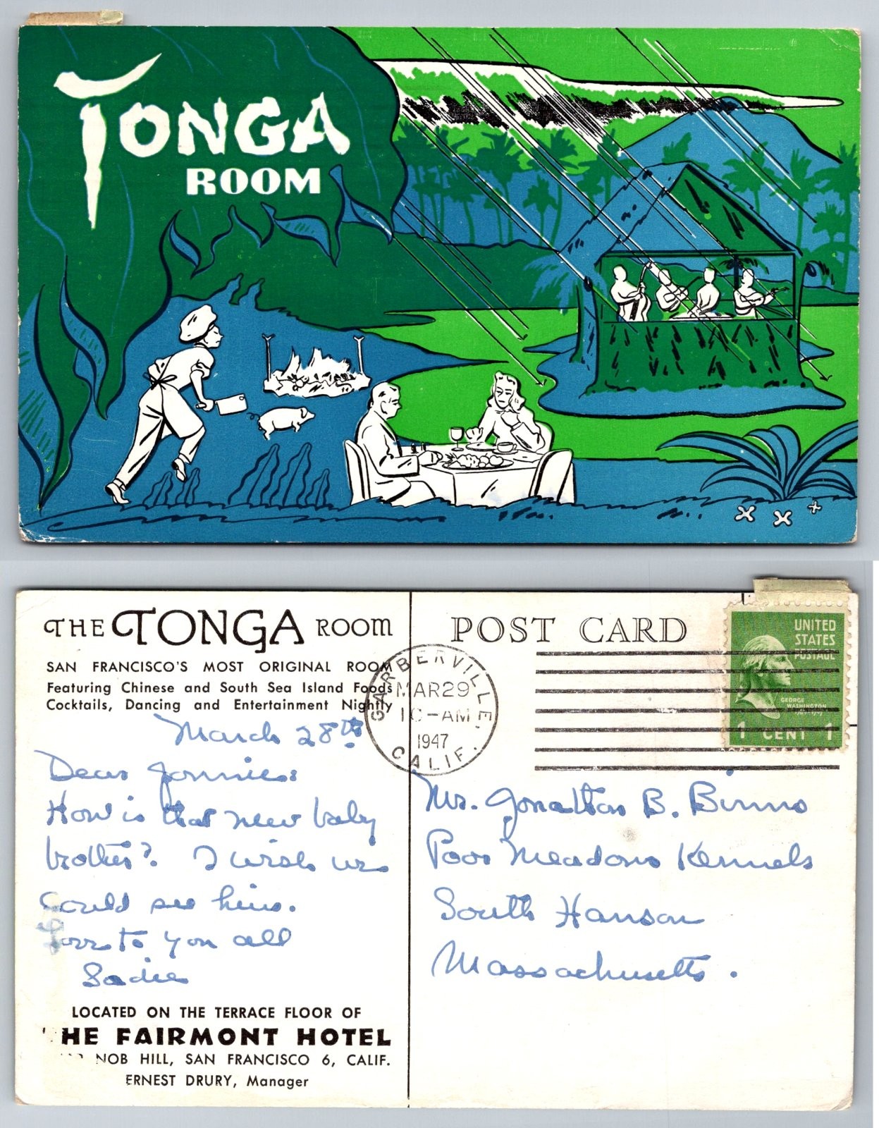 The Tonga Room Fairmont Hotel San Francisco Chinese South Sea Dining Postcard