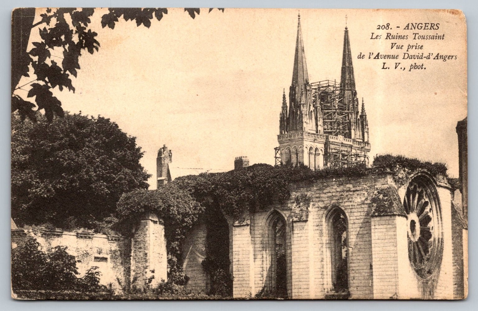 Vintage Angers Les Ruines Toussaint Postcard France 1914 Vintage Angers Les Ruines Toussaint Postcard France 1914
