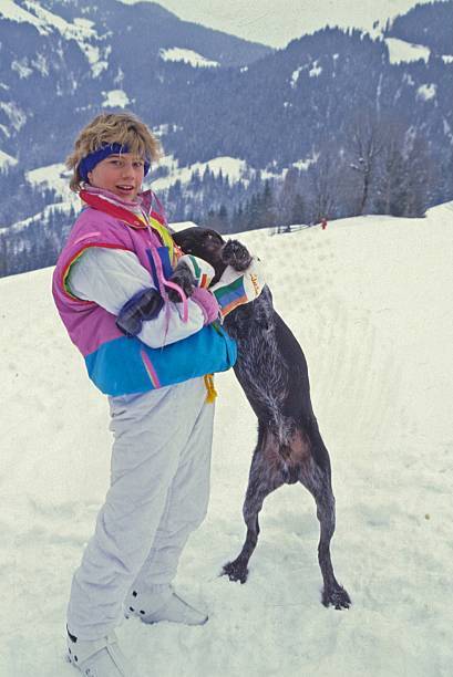 Princess Stephanie von Hohenzollern, dog Ero, winter holiday - 1985 Old Photo 3 Princess Stephanie von Hohenzollern, dog Ero, winter holiday - 1985 Old Photo 3