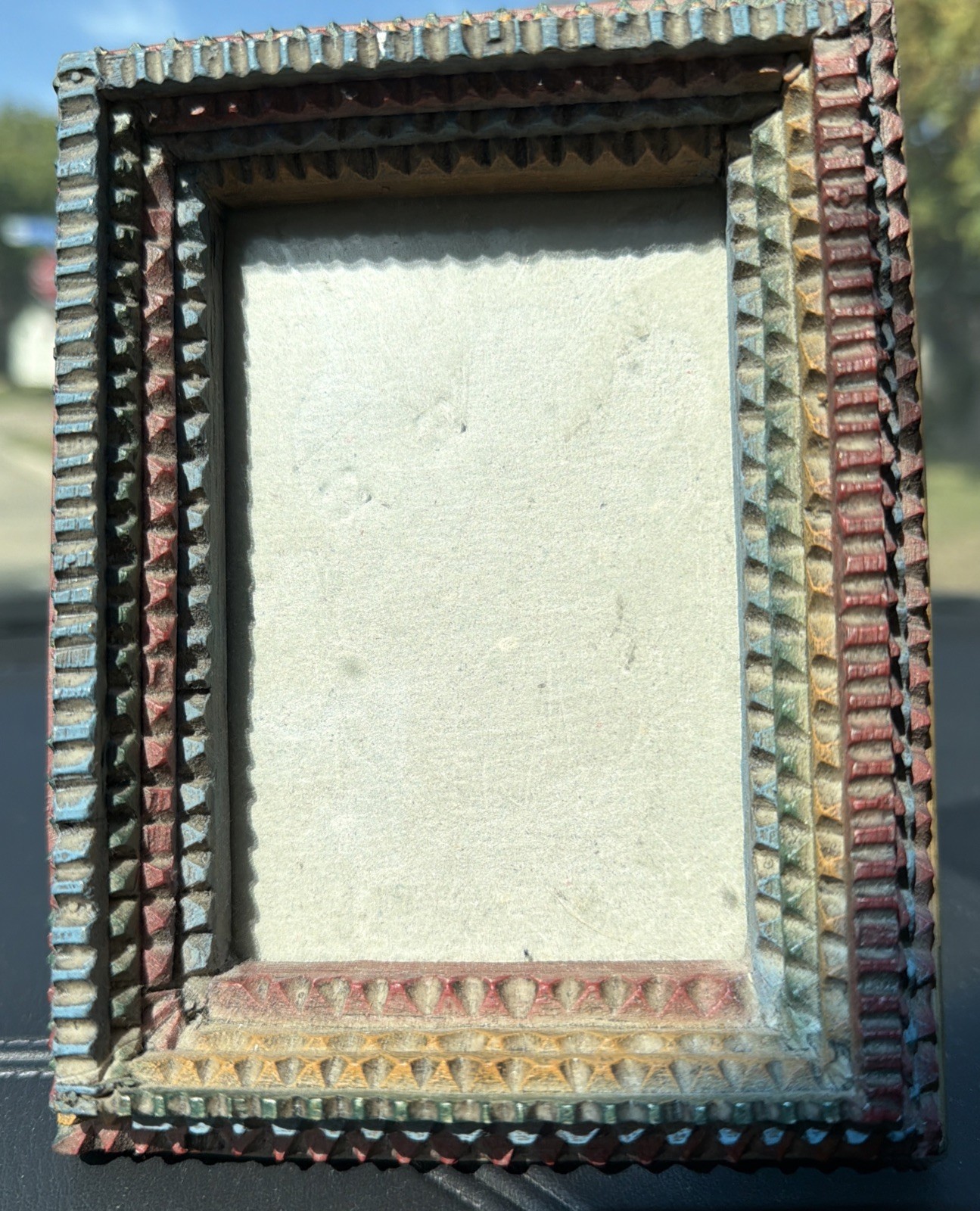 Vintage UDC Tramp Art Small Picture Frame 1996 Deep Wide Multicolor 3.5x5