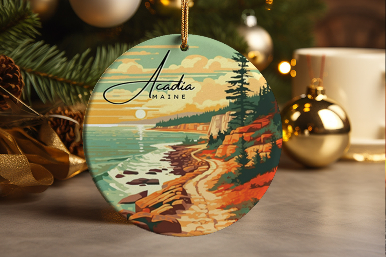 Arcadia National Park, Maine, Coastal, Travel, Ceramic Ornament Gift Arcadia National Park, Maine, Coastal, Travel, Ceramic Ornament Gift