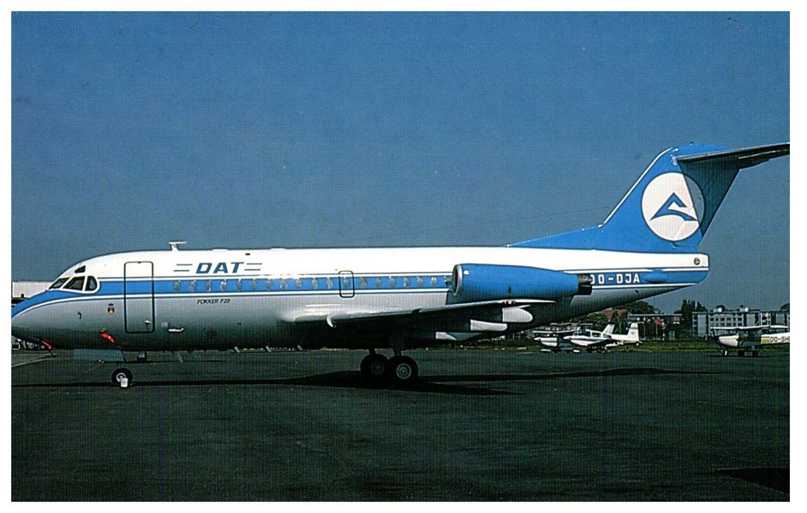 DAT Delta Air Transport Fokker F 28 Airplane Postcard