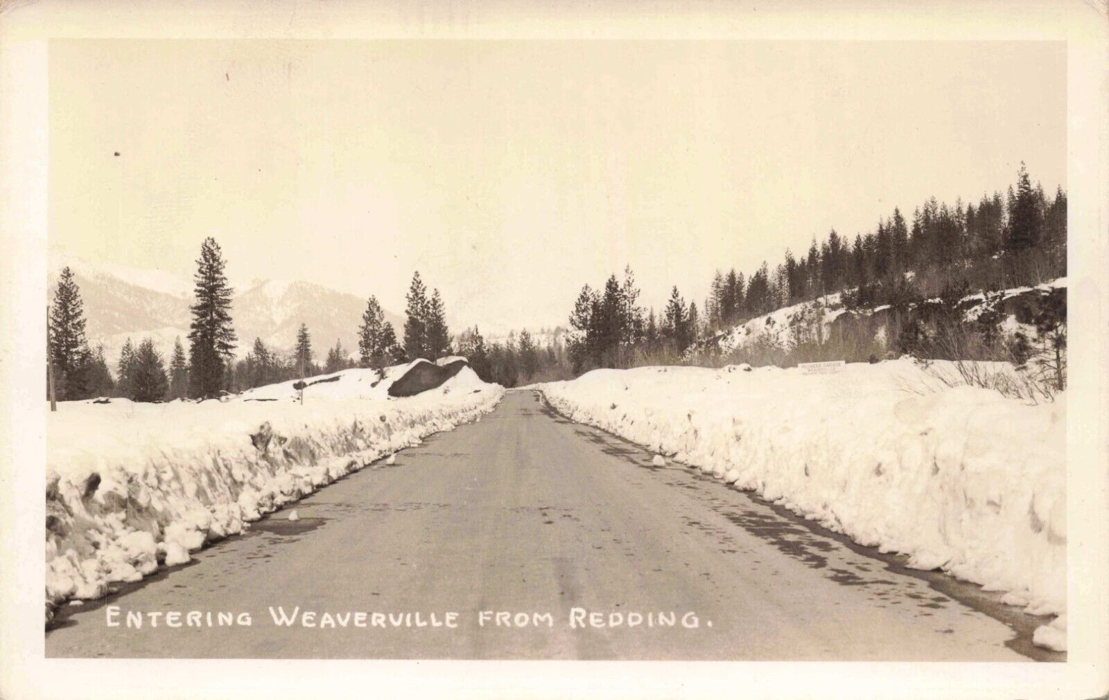 RPPC Weaverville California on Road from Redding in Winter 1930s Photo Postcard