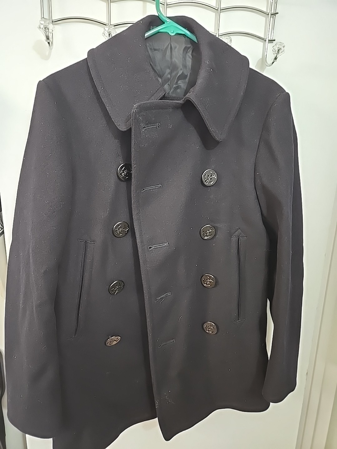 Vintage 30s PEA COAT US NAVY WWII 10 Buttons Size 34 Wool