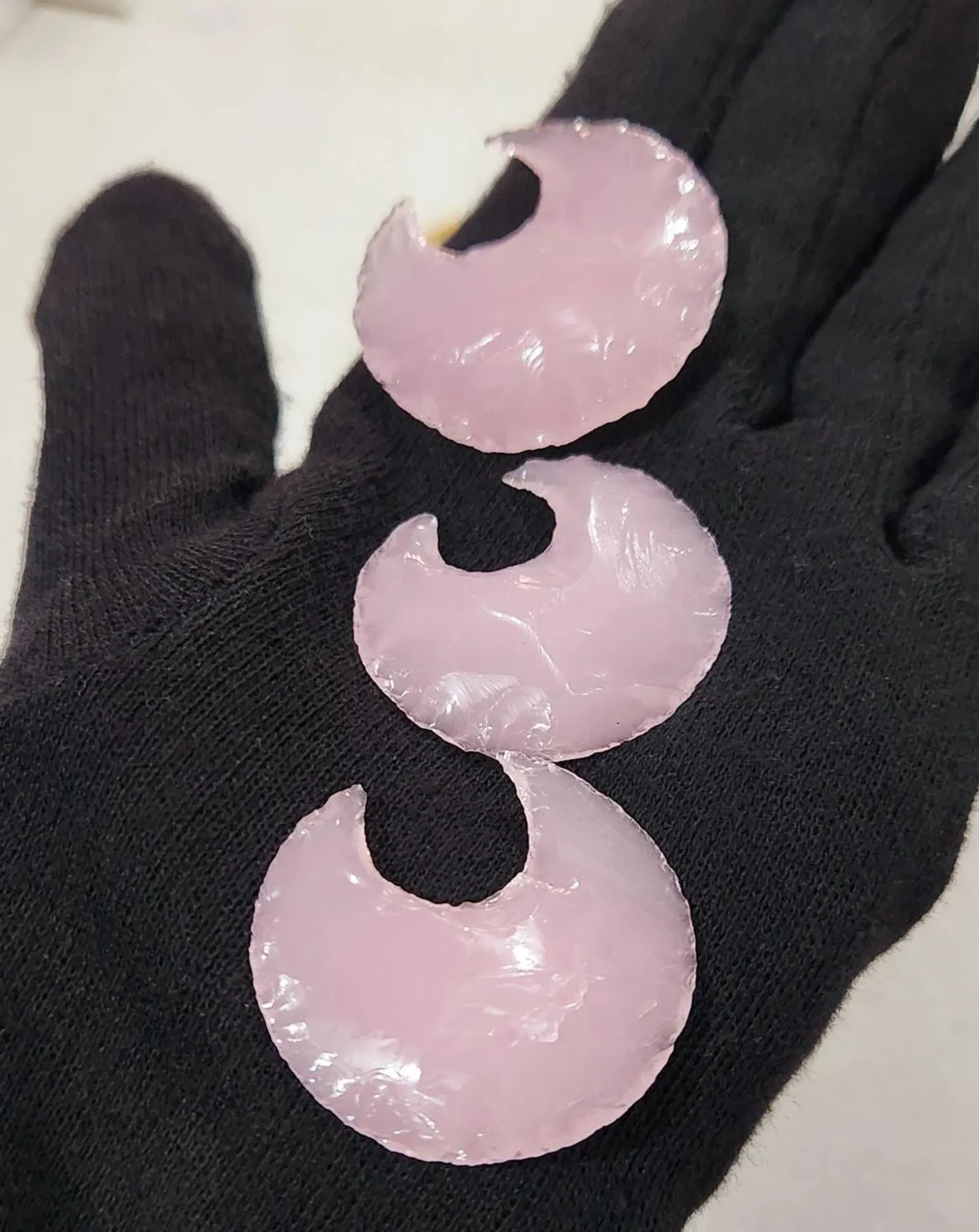 Handmade Pink Rose Quartz Glass Crescent Moon 30–35mm Healing Crystal