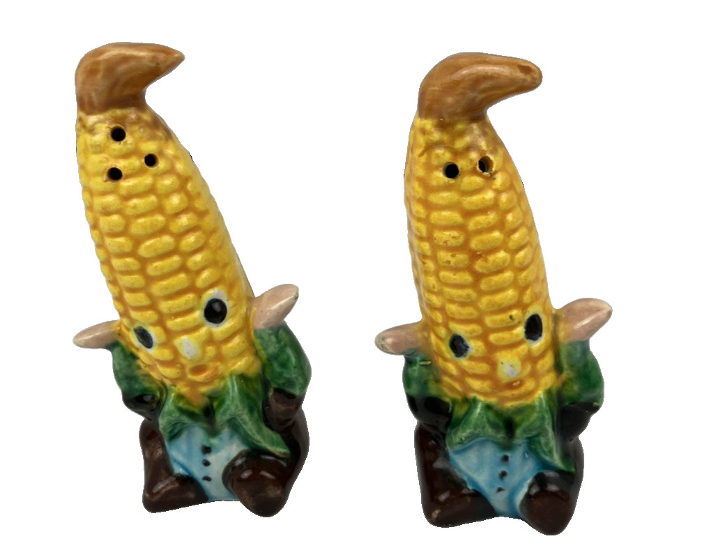 Vintage Anthropomorphic Corn People Salt & Pepper Shakers