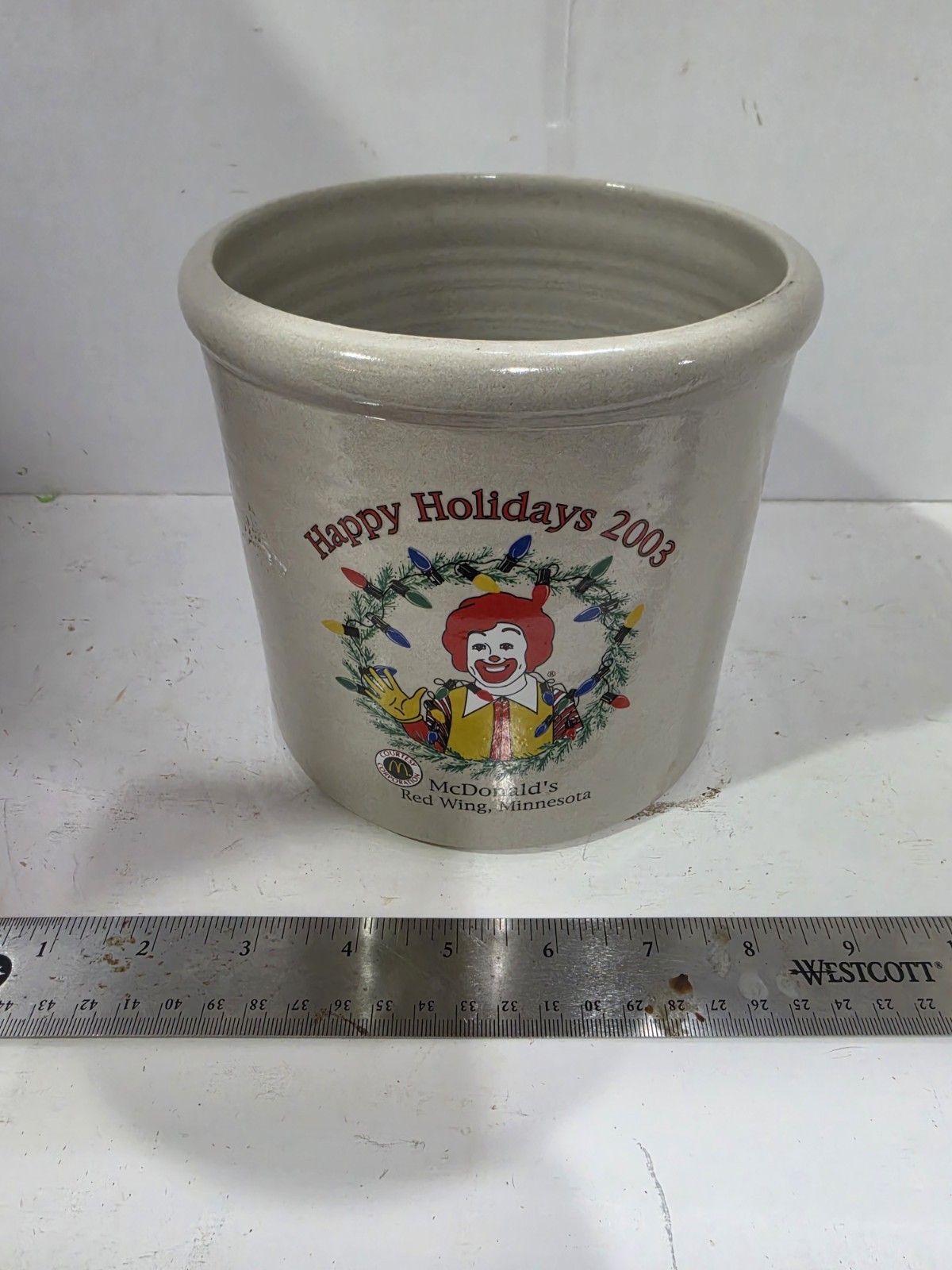 Vintage 2003 Red Wing Stoneware McDonald\'s Happy Holidays Crock #221/250 Ronald