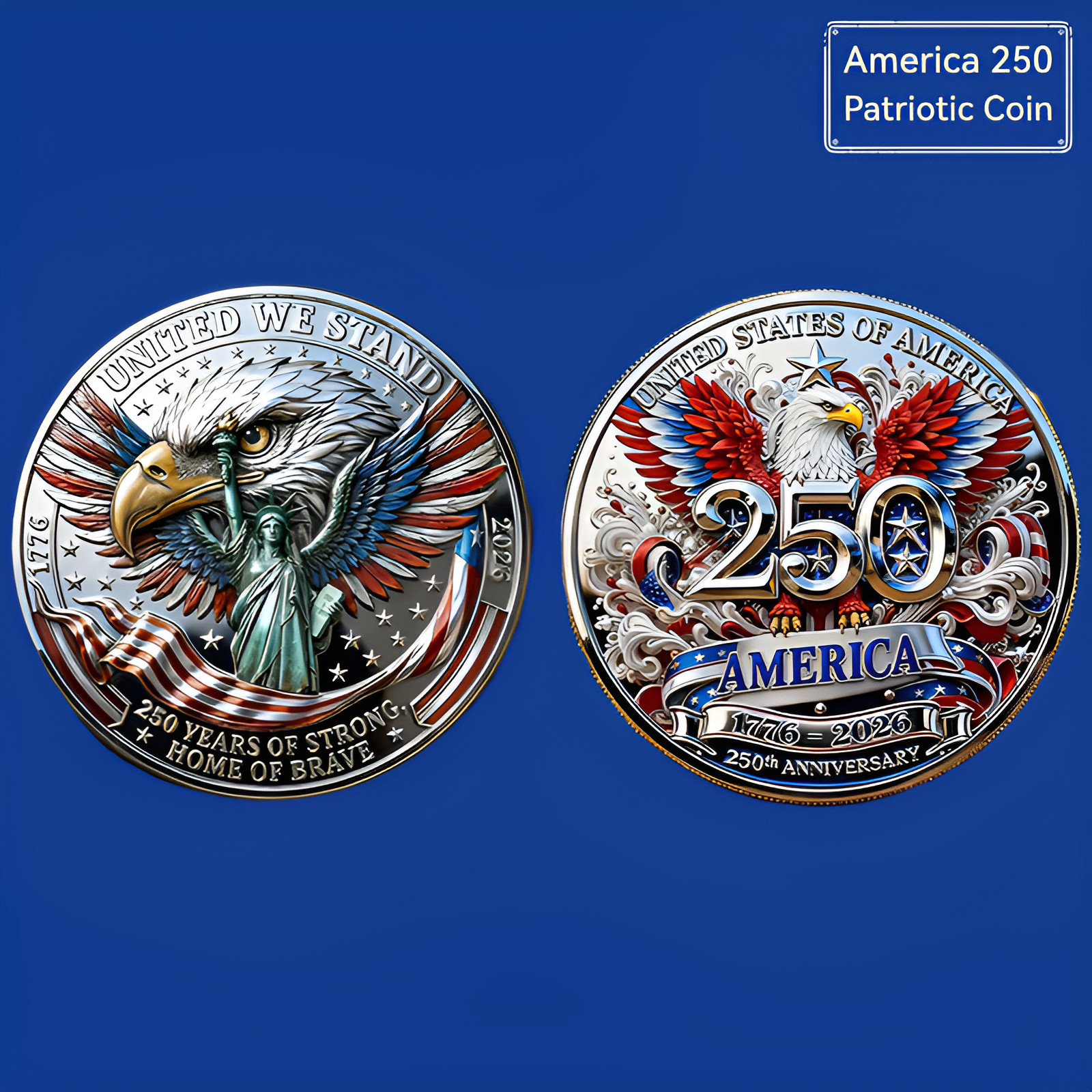America 250 Challenge Coin 1776-2026 Patriotic Collectible Semiquincentennial