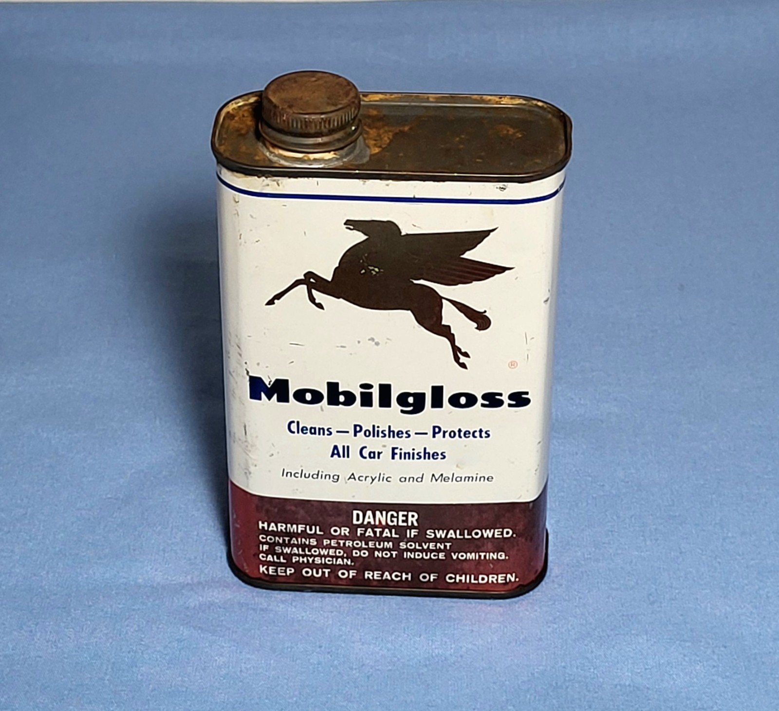 Vintage Mobilgloss Tin Can Pegasus