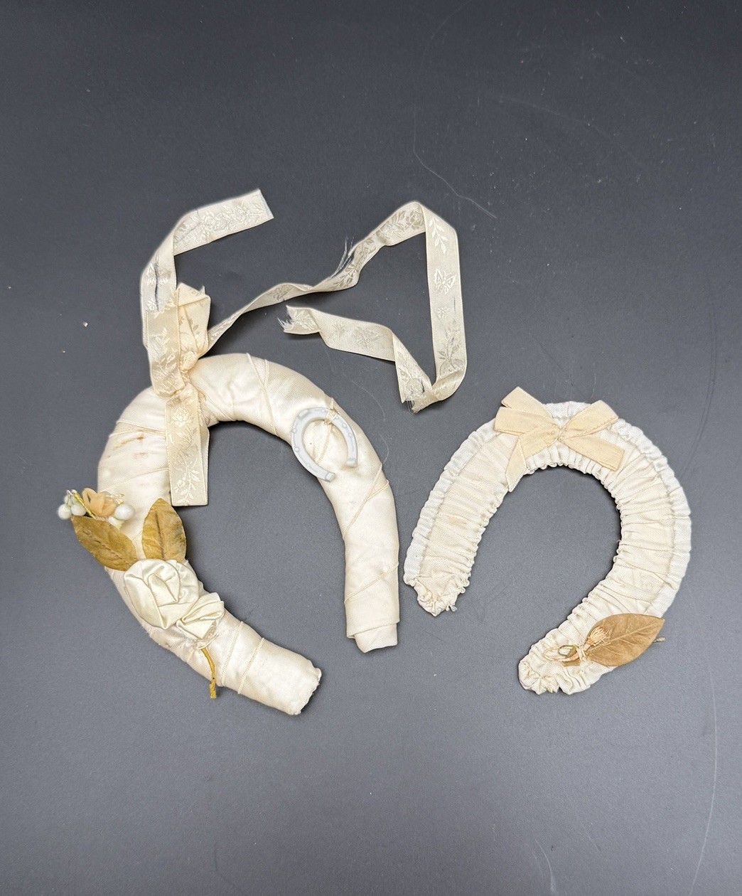 Vintage 1930s Bridal Wedding Marriage Satin Horseshoes Good Luck Charm Momento
