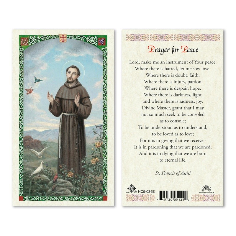 Saint Francis Prayer for Peace laminated Prayer Card Saint Francis Prayer for Peace laminated Prayer Card