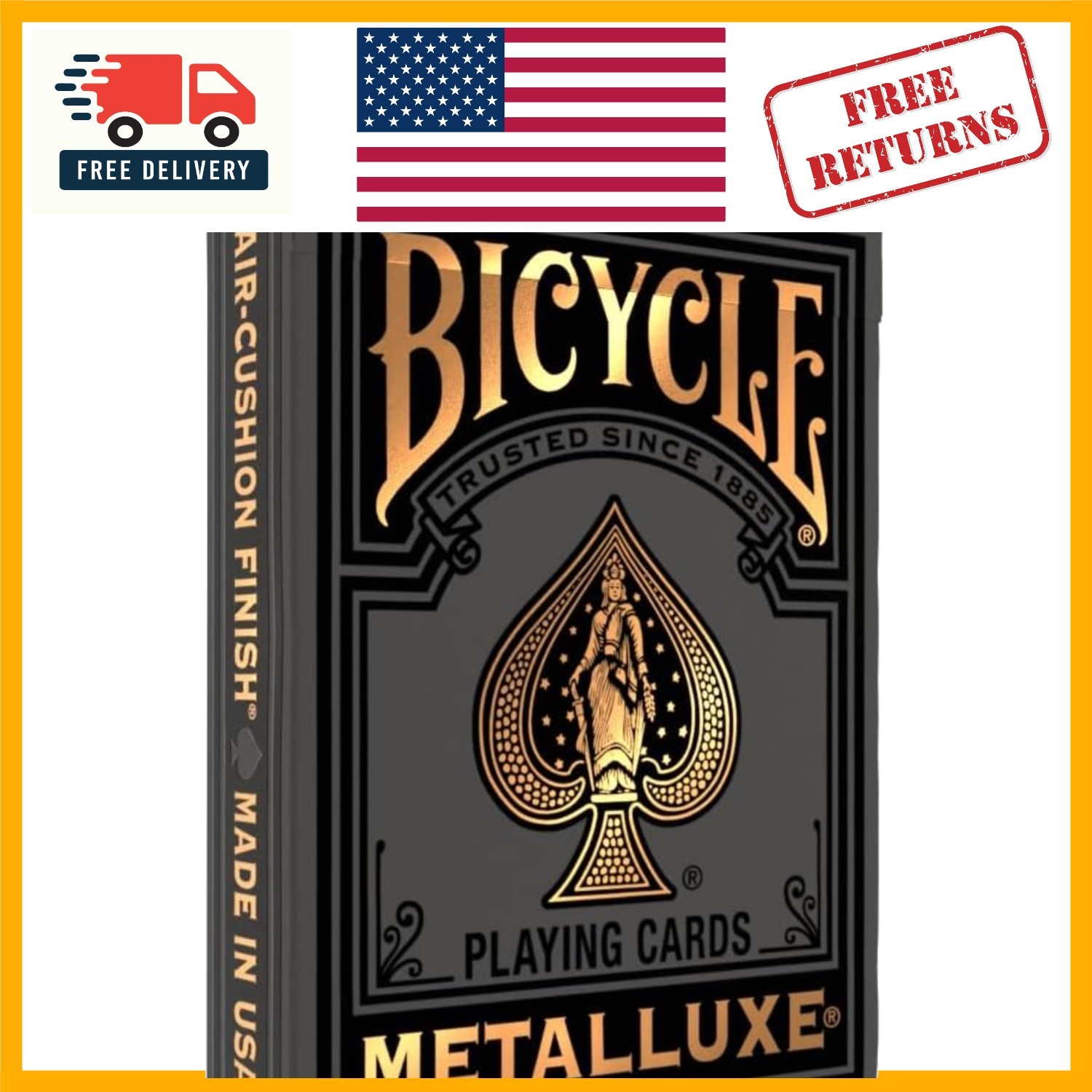 Elegant Gold Foil Playing Cards: Durable Black Metalluxe Deck for All Players