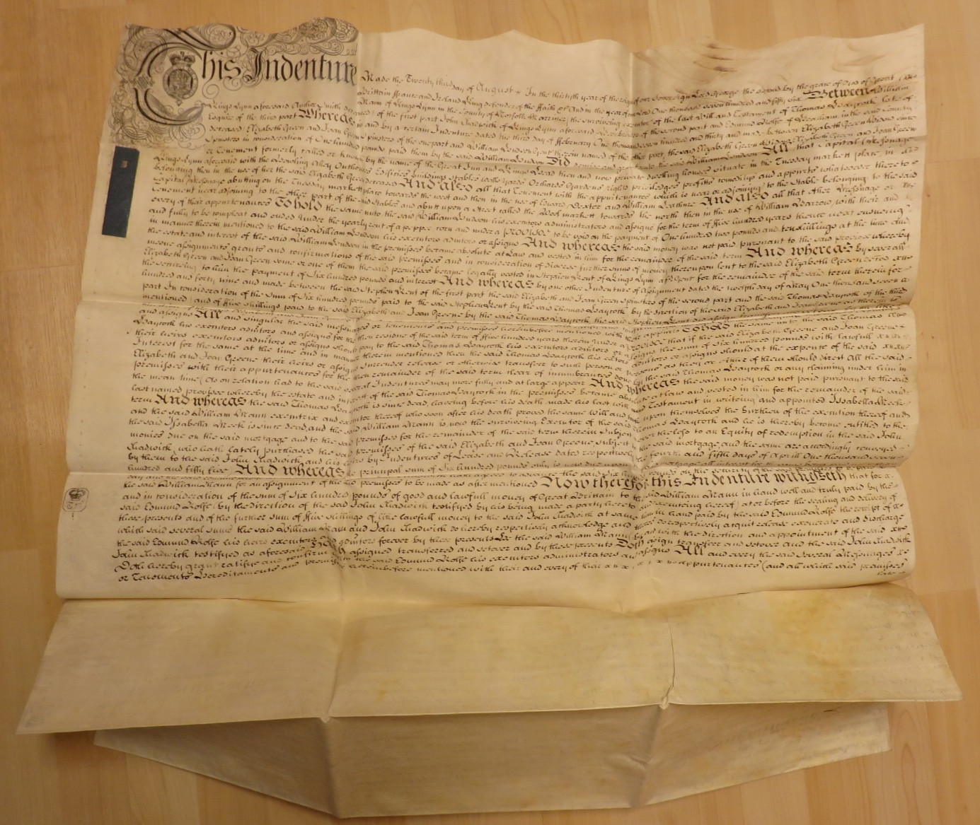 Antique Indenture Conveyance Land Deed Mortgage Legal Document Dated 1730 1756