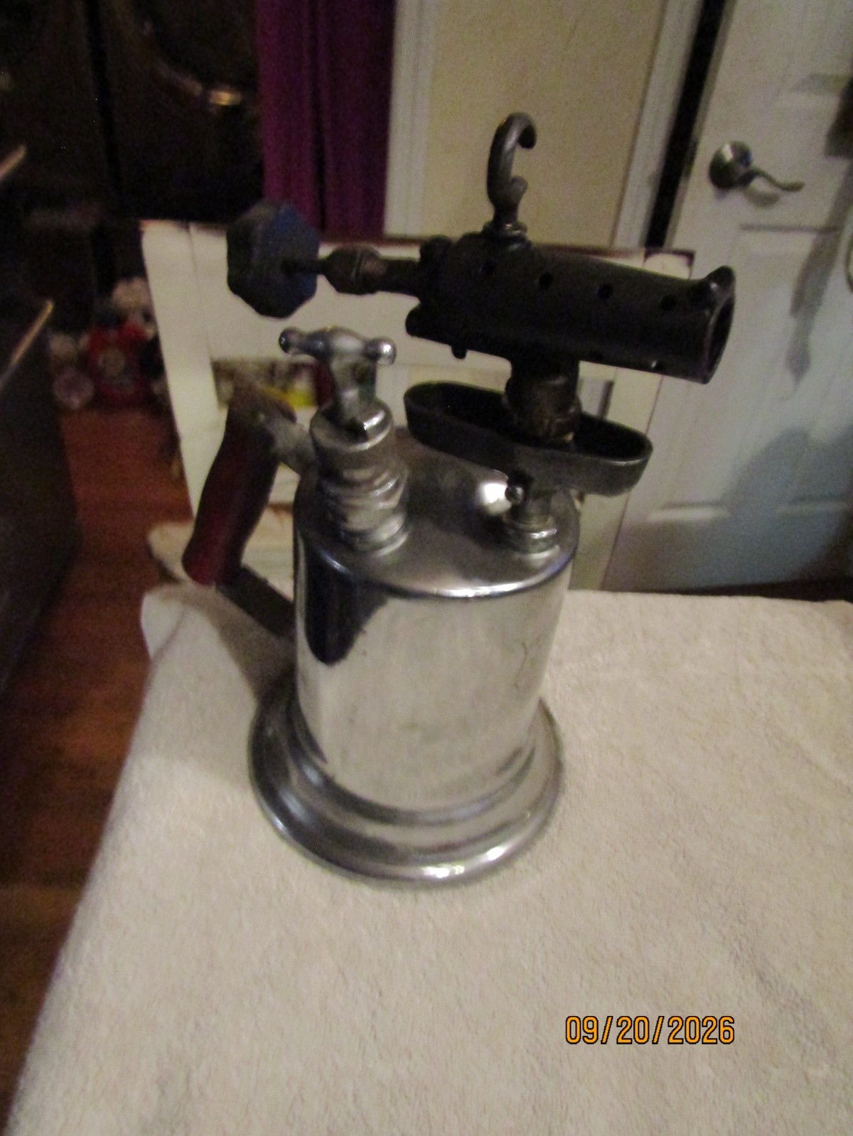 Antique Clayton Lambert Detroit USA Blow Torch Nov 1921 Brass Chrome Cylindrical