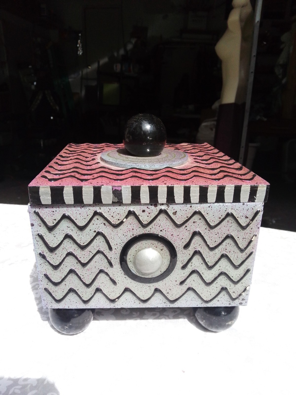 Fabulous Vintage Rokoko 1993 Memphis Abstract Post Modern /Art Deco Lidded Box Fabulous Vintage Rokoko 1993 Memphis Abstract Post Modern /Art Deco Lidded Box