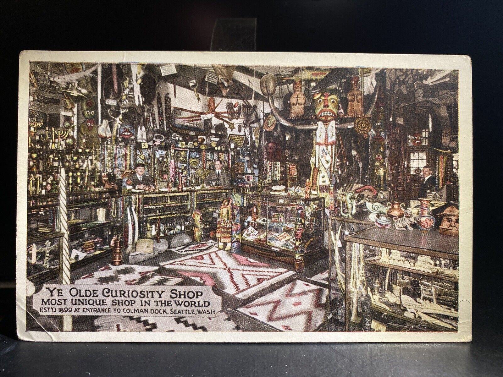 Postcard Ye Olde Curiosity Shop Oddities Seattle Washington Vintage Chrome