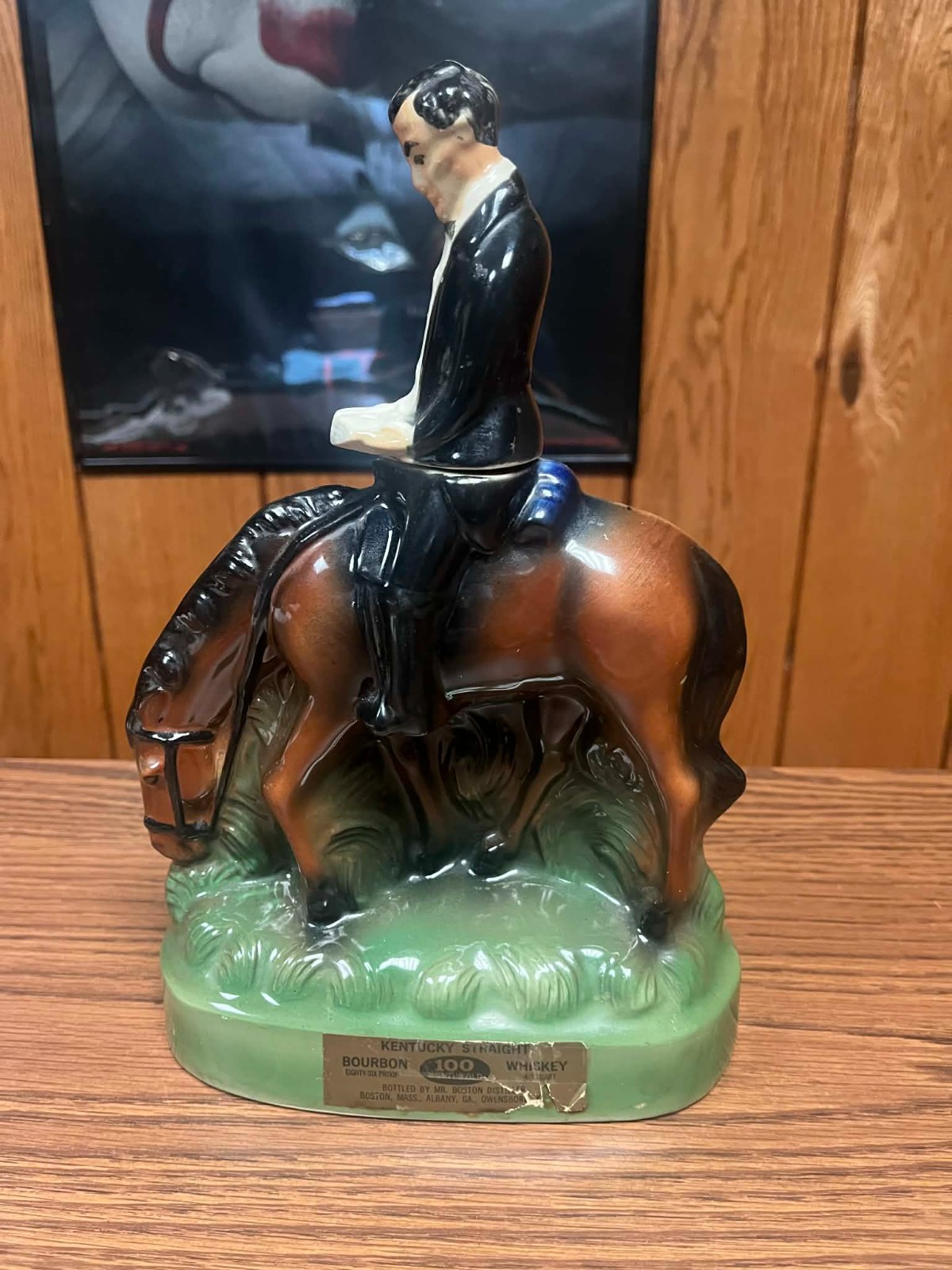 1972 OMB OLD MR. BOSTON EMPTY MAN ON HORSE BOURBON WHISKEY DECANTER -NO JIM BEAM