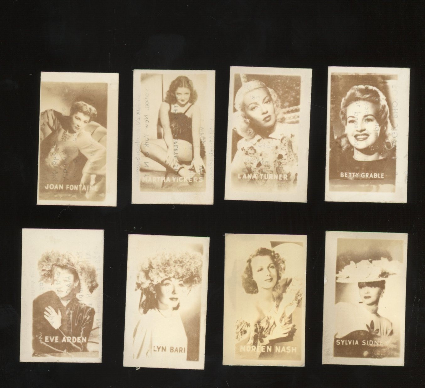 1948 Topps Magic Photos Lot of 8 Stars Stage Screen Lana Turner Betty Grable