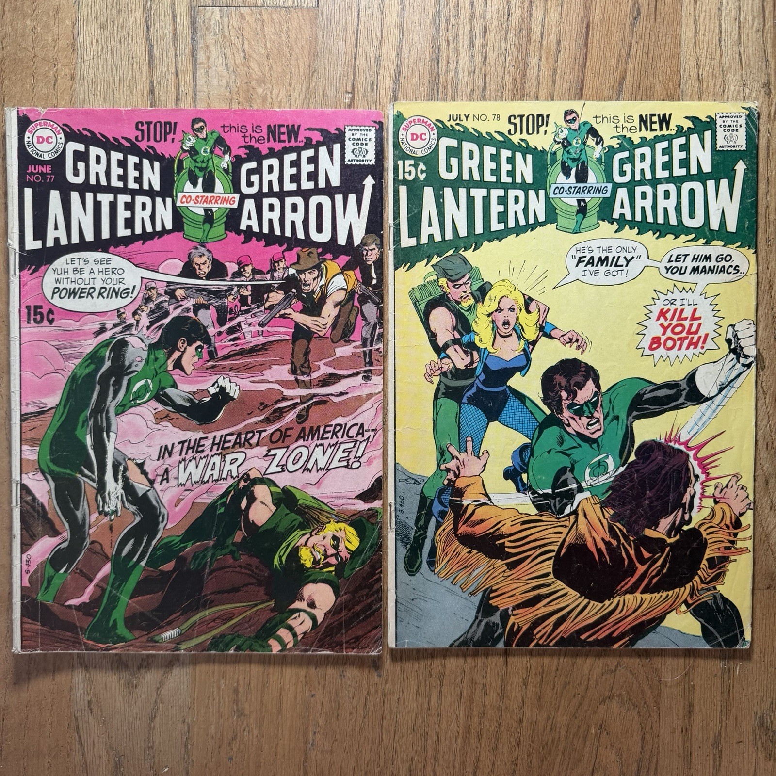 Green Lantern Green Arrow #77 #78 2nd & 3rd Neal Adams Bronze Age Run 🔑 DC 1970