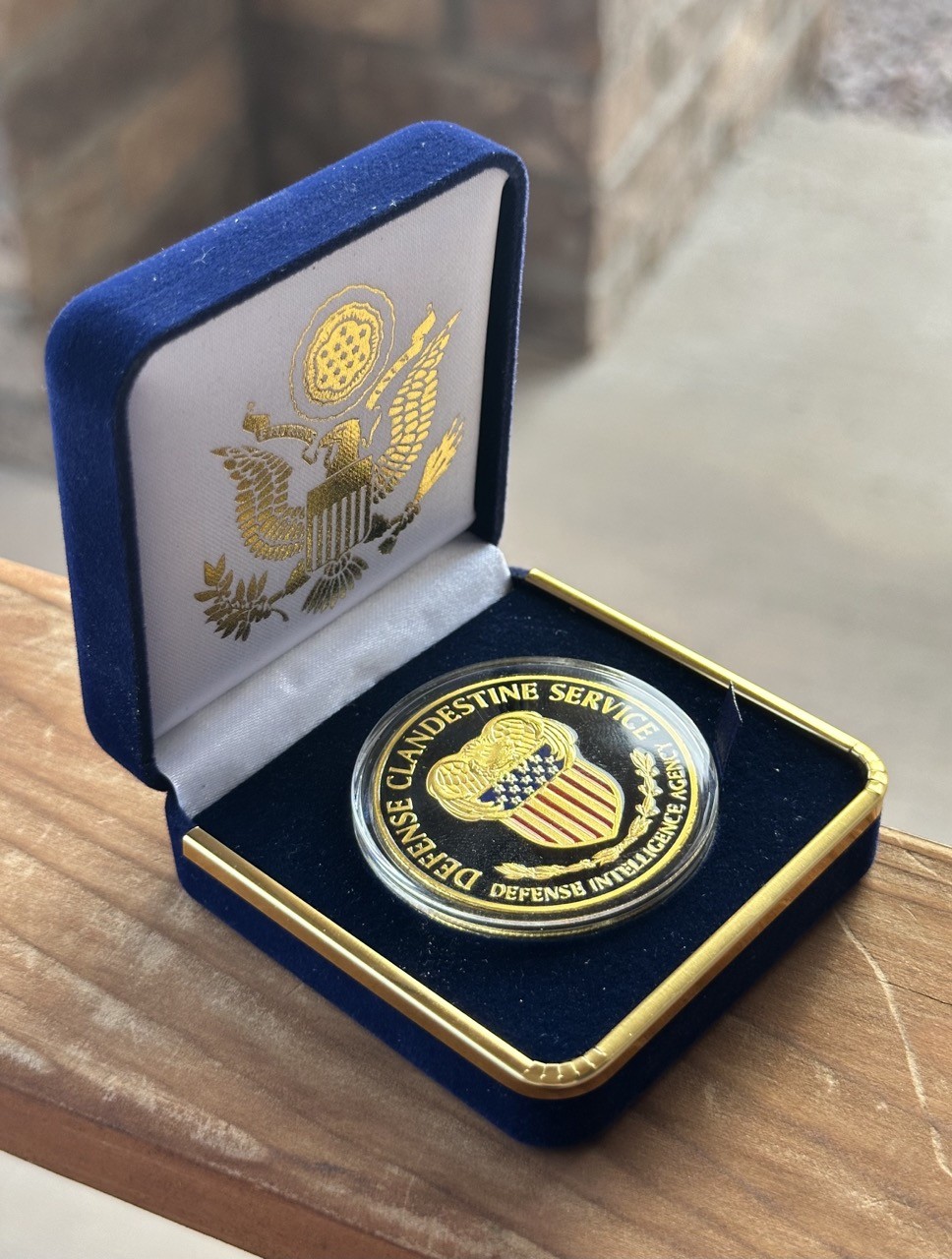 U.S. Defense Clandestine Service Challenge Coin in Blue Velvet Case ·GREAT GIFT·