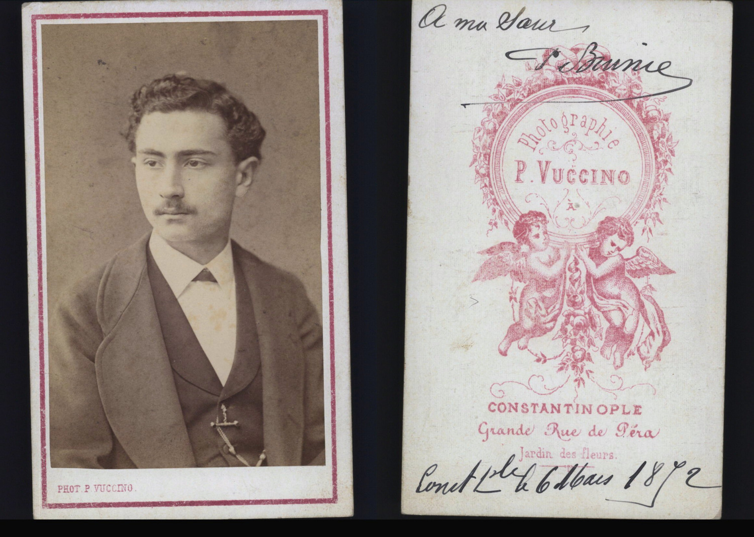 Vuccino, Constantinople, Shipping, 1872 Vintage Albumen Print CDV.