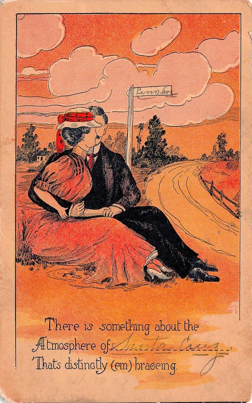 Antique Valentines Card Santa Cruz to Hayward California Sunset Vtg Postcard E36