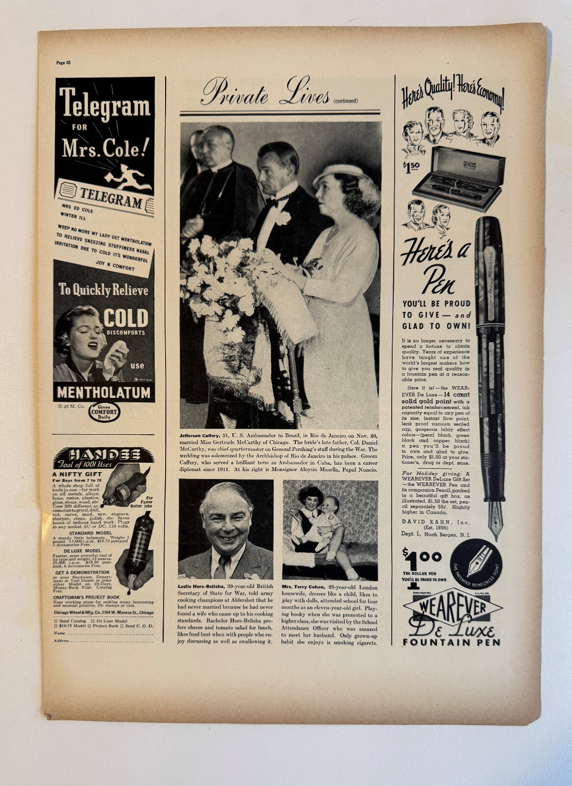1937 Wearever Fountain Pen, Mentholatum, Red Heart Dog Food Vintage Print Ads 1937 Wearever Fountain Pen, Mentholatum, Red Heart Dog Food Vintage Print Ads