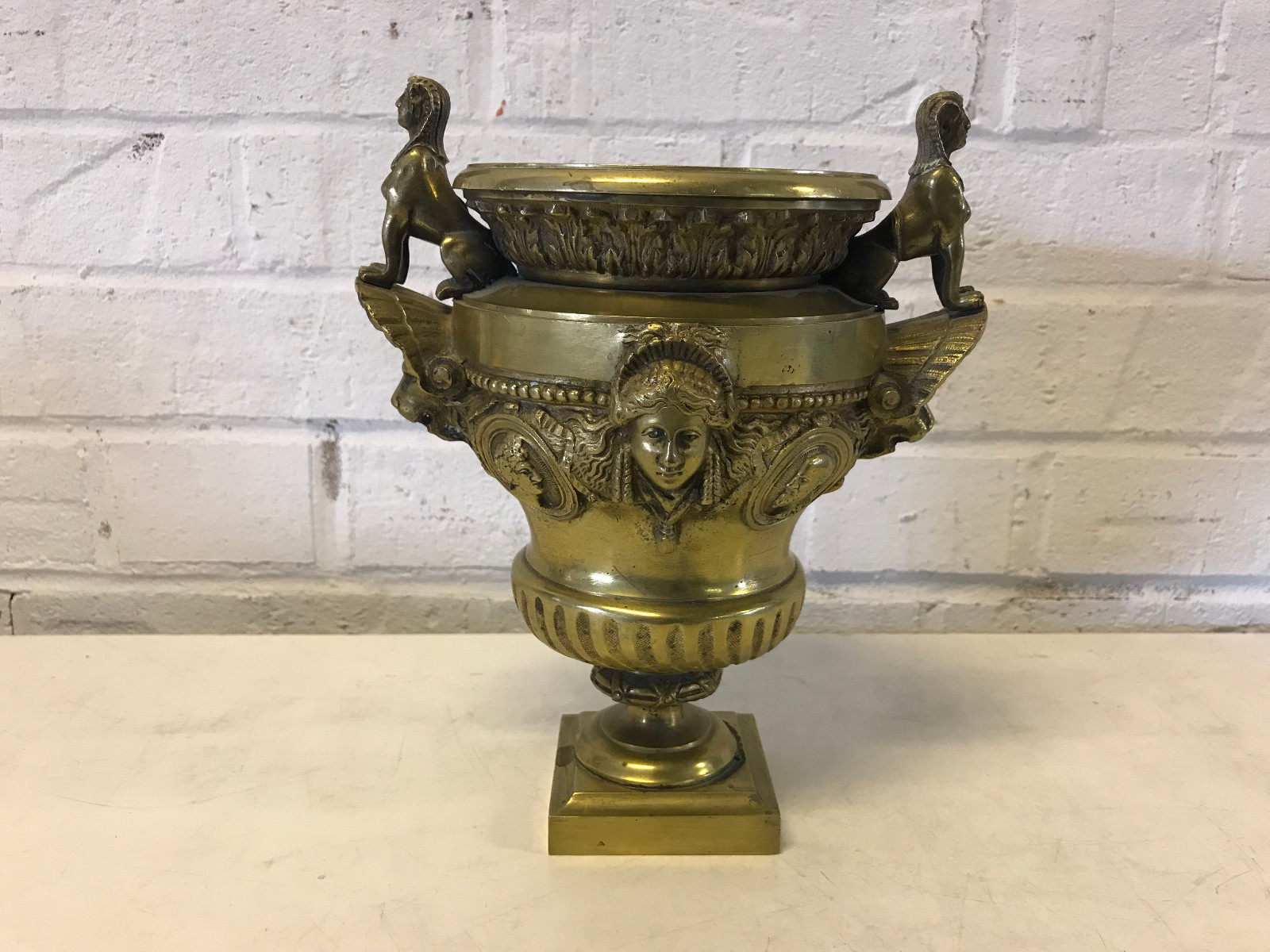 Antique French Gilt Bronze Urn After Claude Ballin Sphinx Versailles Case 19thC