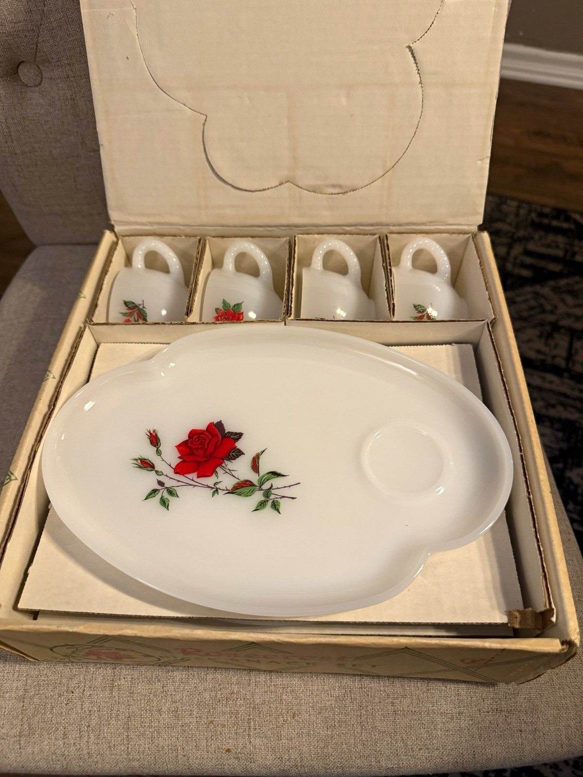 Federal Glass Rosecrest Dura-White 8-Piece Snack Set 8oz Heat Resistant