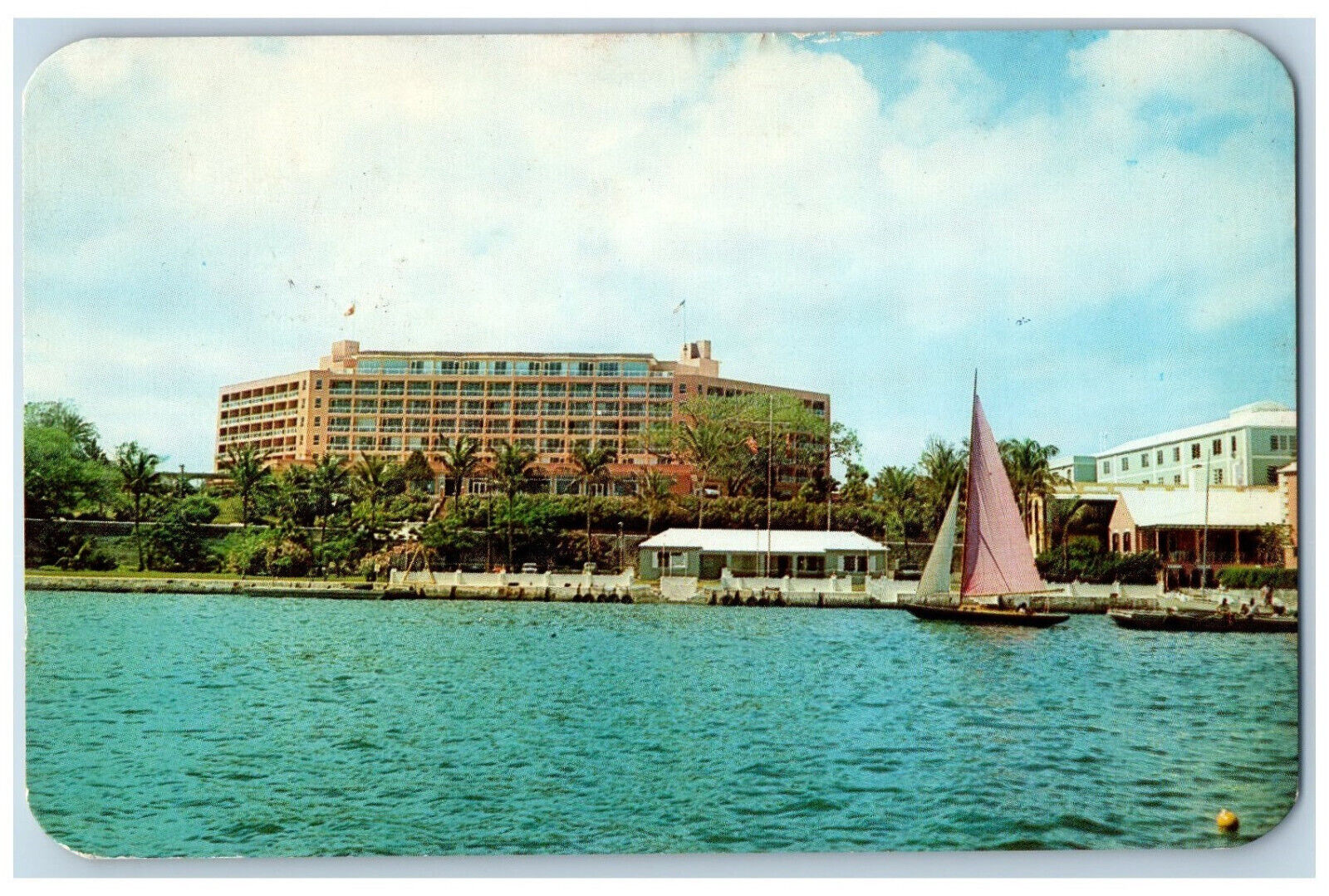 Bermuda Postcard The Bermudiana Hotel Overlooking Hamilton Harbour 1962