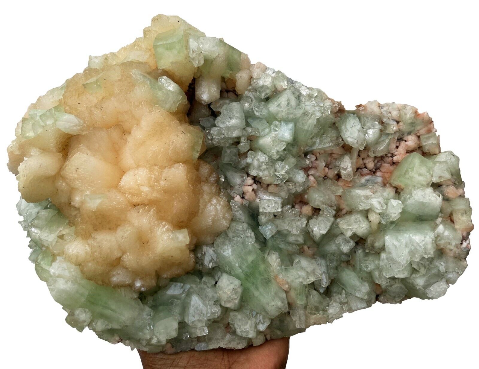 Light Green Apophyllite With Stilbite On Heulandite Crystals, Mineral Specimens