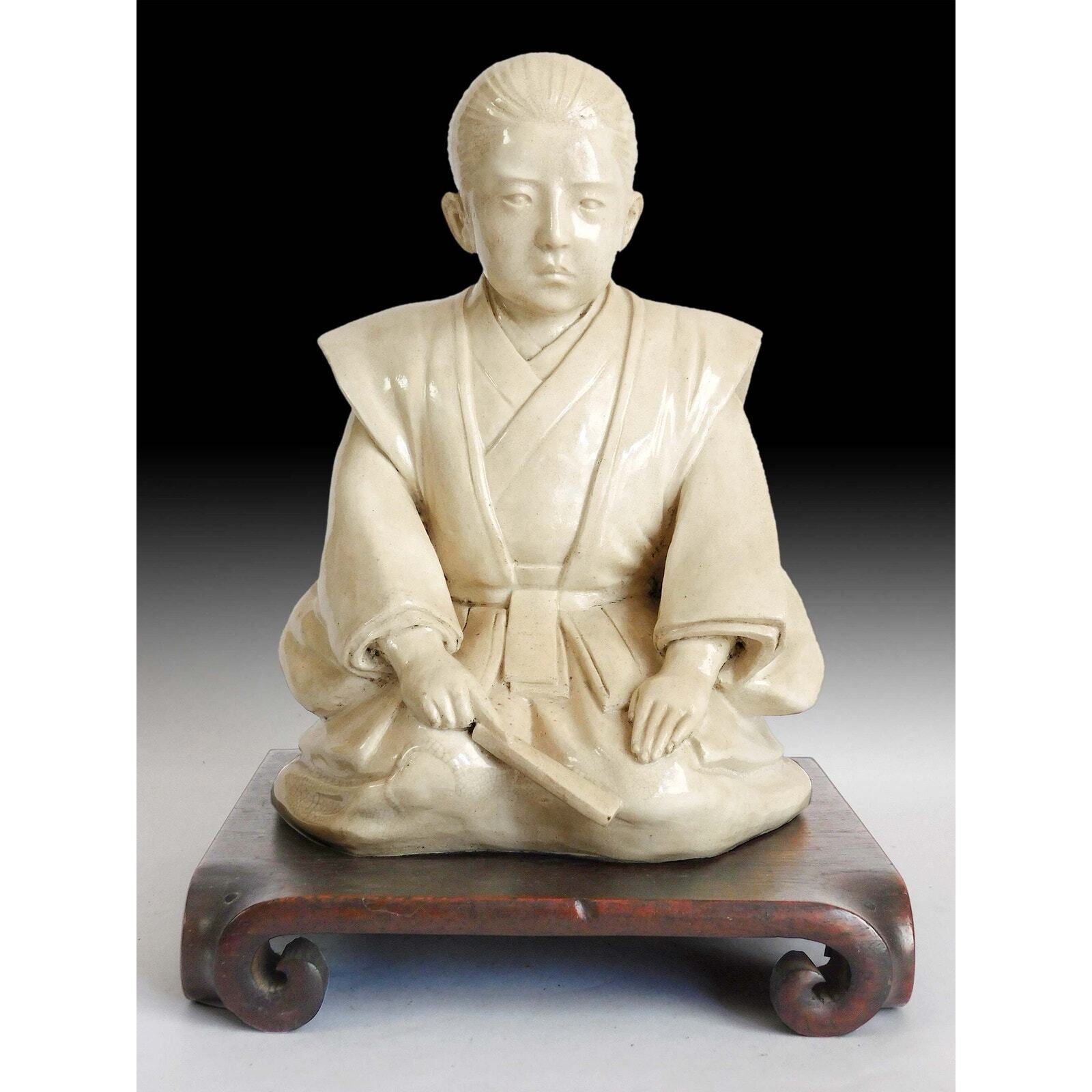 Antique Japanese Ceramic Daimyo Master Hirado Porcelain Okimono Statue 平戸大名静山