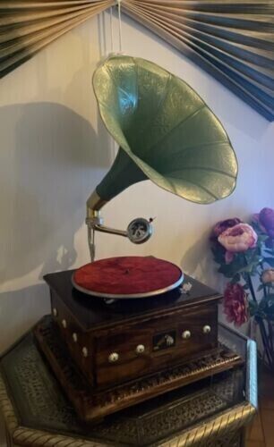 HMV Gramophone Antique Look Fully Functional Working Phonograph win-up Gift